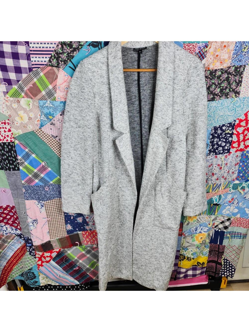 Topshop Gray Long Coatigan Duster Cardigan Minimalist Open Front Coat Size 4
